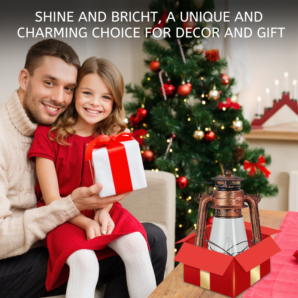 Rustic Lantern Table Lamp Plug-in Old Fashioned Night Light Perfect for Bedroom Living Room