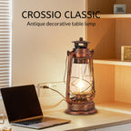 Rustic Lantern Table Lamp Plug-in Old Fashioned Night Light Perfect for Bedroom Living Room