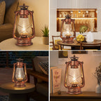 Rustic Lantern Table Lamp Plug-in Old Fashioned Night Light Perfect for Bedroom Living Room
