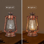Rustic Lantern Table Lamp Plug-in Old Fashioned Night Light Perfect for Bedroom Living Room