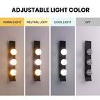 Modern 3-Light Black Unique Dimmable LED Wall Sconce Light with Crystal Bubble Glass Shade