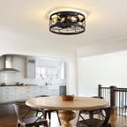16 in. Indoor Industrial Round Caged Low Profile Ceiling Fans with No Bulb Included with Remote Included