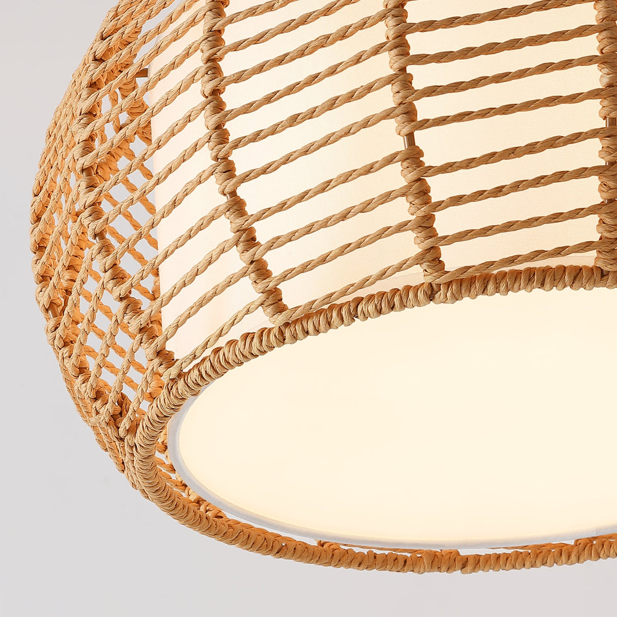 71 in. Black Boho 1-Light Standard Floor Lamp with Rattan and Fabric Shade for Living Room(Bulb not Included)