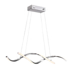 35in LED Wave Chandelier, Dimmable Silver Pendant Light with Remote Control for Dining Room