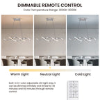 35in LED Wave Chandelier, Dimmable Silver Pendant Light with Remote Control for Dining Room