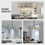 Modern 16 Lights Gray Glass Globe Chandelier for Dining Room Kitchen Island with No Bulbs
