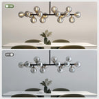 Modern 16 Lights Gray Glass Globe Chandelier for Dining Room Kitchen Island with No Bulbs
