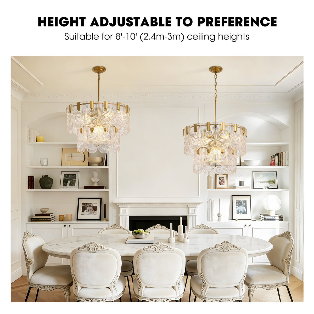 23.6 in. Modern 9-Light Gold Crystal Chandelier Circle Drum Round 2-Tiers Chandelier for Dining Living Room Bedroom
