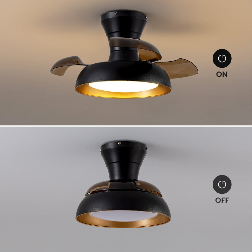 23in Smart Black Retractable Low Profile Ceiling Fan with LED Light