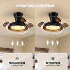 23in Smart Black Retractable Low Profile Ceiling Fan with LED Light