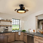 23in Smart Black Retractable Low Profile Ceiling Fan with LED Light