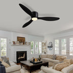 52 in. Smart Indoor Modern Black Low Profile Ceiling Fans with Remote and Wall Control with Dimmable Integrated LED