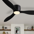 52 in. Smart Indoor Modern Black Low Profile Ceiling Fans with Remote and Wall Control with Dimmable Integrated LED