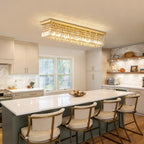 40in 8-Light Gold Rectangle Flush Mount with K9 Clear Crystal Shade and No Bulbs Included