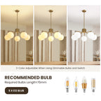 31.5in Gold 5-Light Pendant with Watermelon Glass Shades, Adjustable for Sloped Ceilings