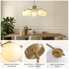 31.5in Gold 5-Light Pendant with Watermelon Glass Shades, Adjustable for Sloped Ceilings