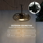 20in Indoor/Outdoor Black LED Waterproof Cage Ceiling Fan Light with Dimming and Timer (Includes Remote Control)