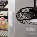 20in Indoor/Outdoor Black LED Waterproof Cage Ceiling Fan Light with Dimming and Timer (Includes Remote Control)