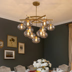 11-Light Modern Gold Bubble Chandelier with Glass Shades for Living Room, Kitchen Island, Bedroom(Bulbs not included)