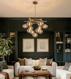 11-Light Modern Gold Bubble Chandelier with Glass Shades for Living Room, Kitchen Island, Bedroom(Bulbs not included)