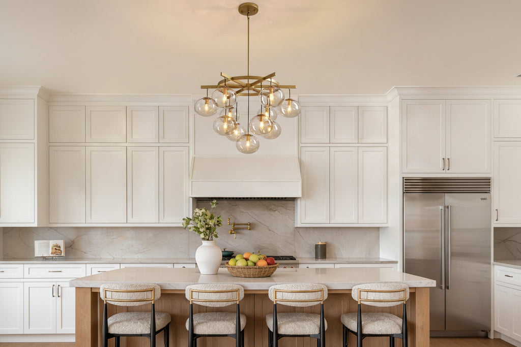 11-Light Modern Gold Bubble Chandelier with Glass Shades for Living Room, Kitchen Island, Bedroom(Bulbs not included)