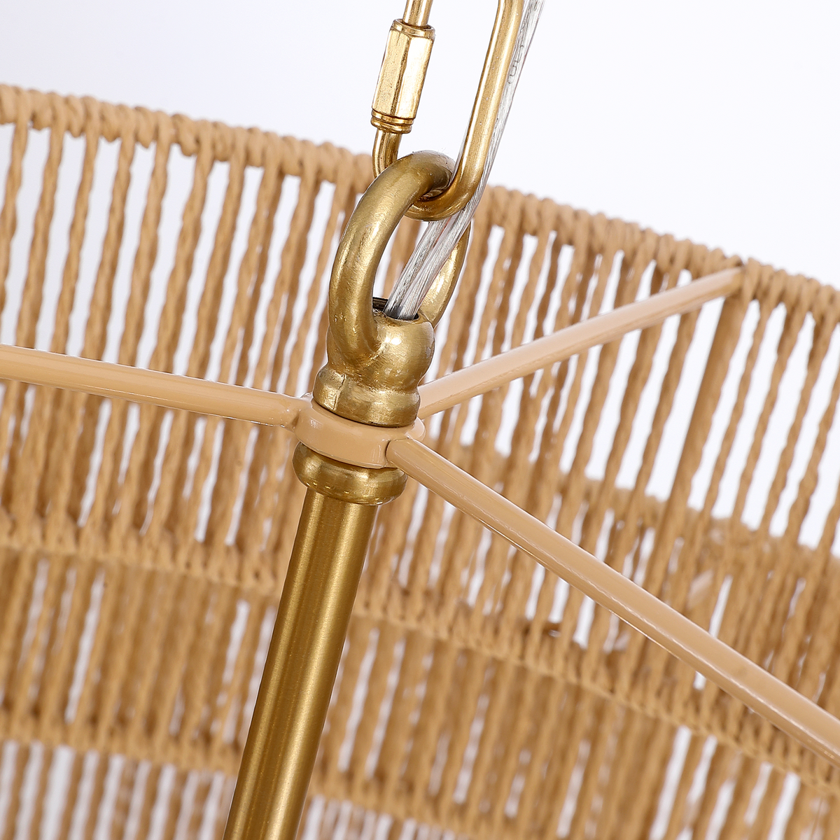 12-Light Natural Adjustable Gold Dimmable 5-Tier Hand-Woven Chandelier with Rattan Shaded for Living Room