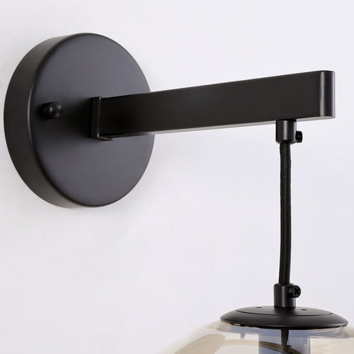 11 in. 1-Light Black Round Modern Wall Sconces with Clear Glass Shade (Bulbs Not Included)