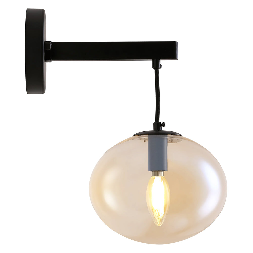 11 in. 1-Light Black Round Modern Wall Sconces with Clear Glass Shade (Bulbs Not Included)