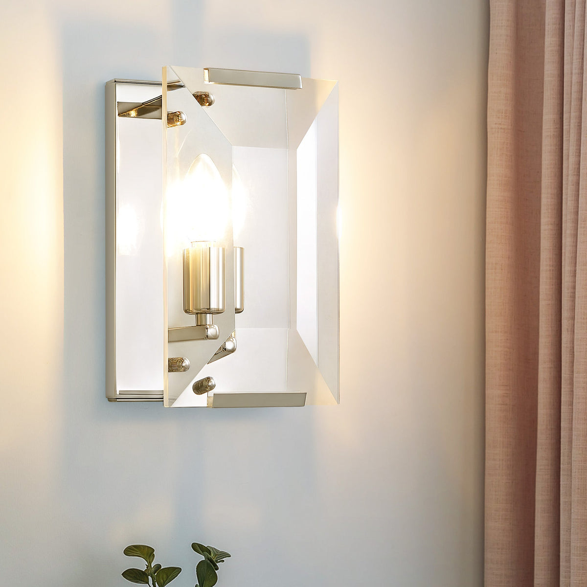 10.2 in. Length 1-Light Chrome Modern Wall Sconces with Rectangular Clear Glass Shade (Bulbs Not Included)