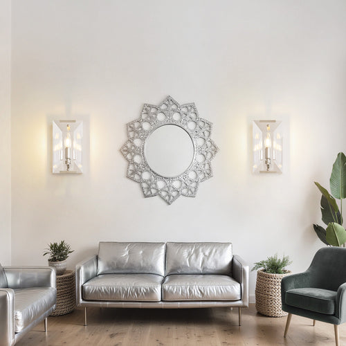 10.2 in. Length 1-Light Chrome Modern Wall Sconces with Rectangular Clear Glass Shade (Bulbs Not Included)