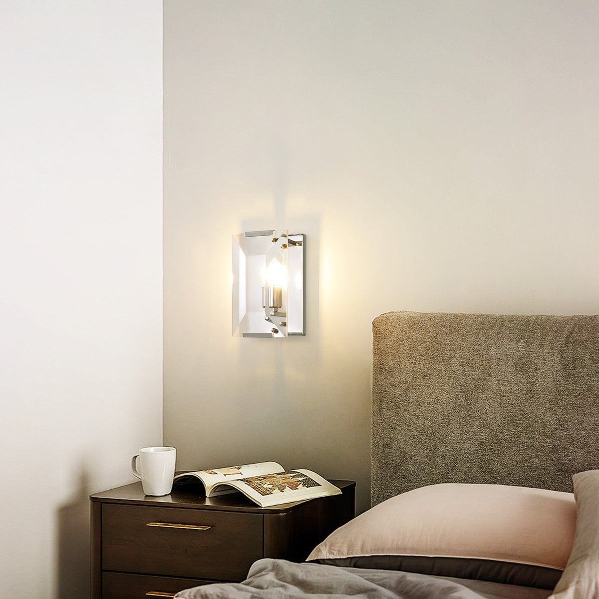 10.2 in. Length 1-Light Chrome Modern Wall Sconces with Rectangular Clear Glass Shade (Bulbs Not Included)