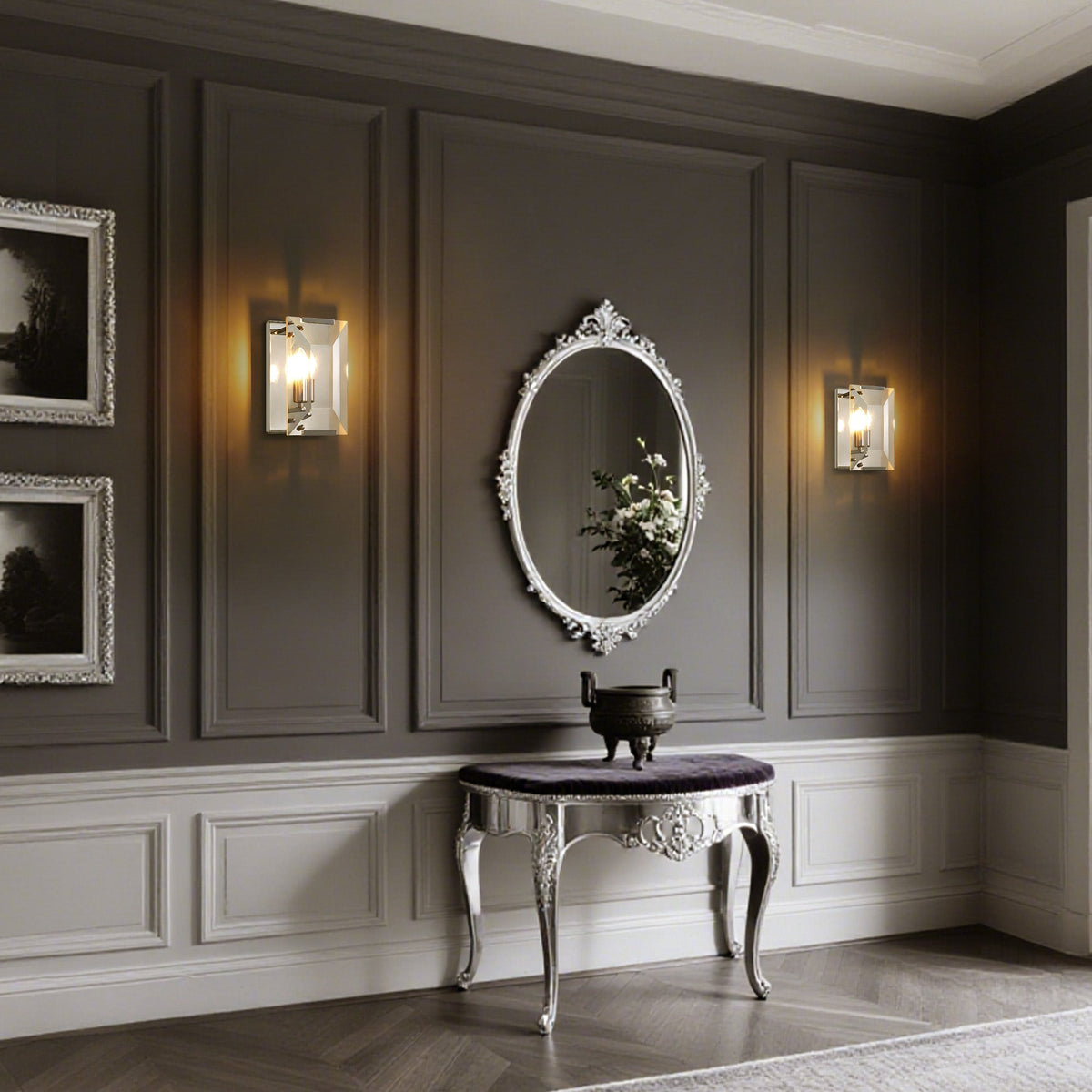 10.2 in. Length 1-Light Chrome Modern Wall Sconces with Rectangular Clear Glass Shade (Bulbs Not Included)