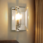 10.2 in. Length 1-Light Chrome Modern Wall Sconces with Rectangular Clear Glass Shade (Bulbs Not Included)