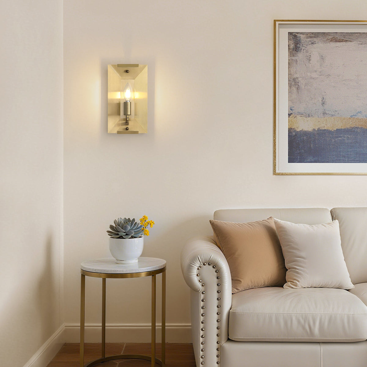 10.2 in. 1-Light Gold Modern Dimmable Wall Sconce with Glass Shade Modern Lighting Fixture for Corridor and Hallway