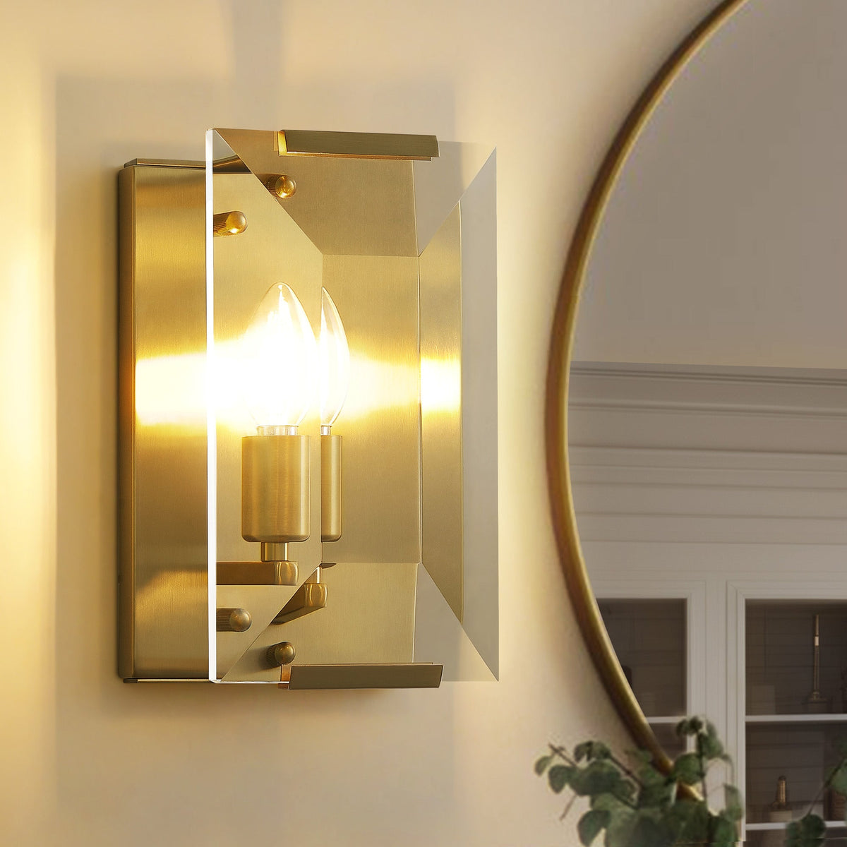 10.2 in. 1-Light Gold Modern Dimmable Wall Sconce with Glass Shade Modern Lighting Fixture for Corridor and Hallway