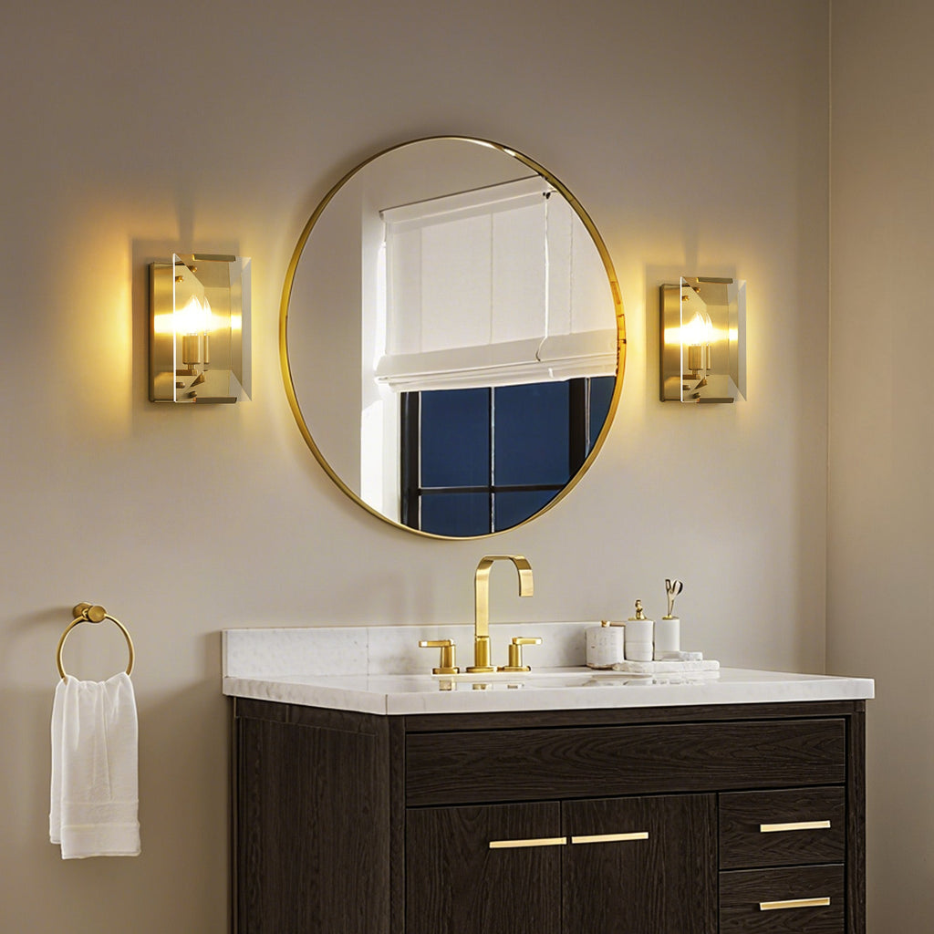 10.2 in. 1-Light Gold Modern Dimmable Wall Sconce with Glass Shade Modern Lighting Fixture for Corridor and Hallway