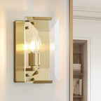 10.2 in. 1-Light Gold Modern Dimmable Wall Sconce with Glass Shade Modern Lighting Fixture for Corridor and Hallway