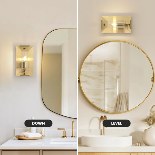 10.2 in. 1-Light Gold Modern Dimmable Wall Sconce with Glass Shade Modern Lighting Fixture for Corridor and Hallway