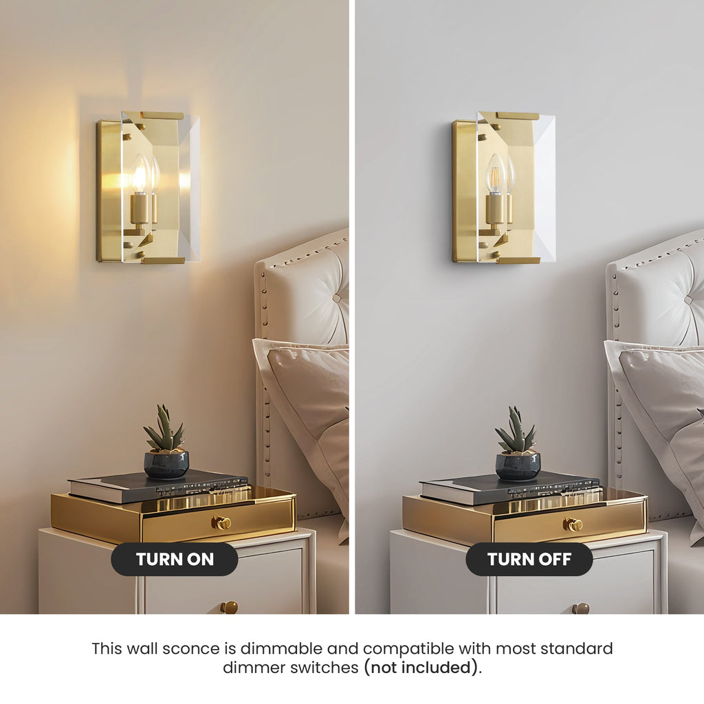 10.2 in. 1-Light Gold Modern Dimmable Wall Sconce with Glass Shade Modern Lighting Fixture for Corridor and Hallway