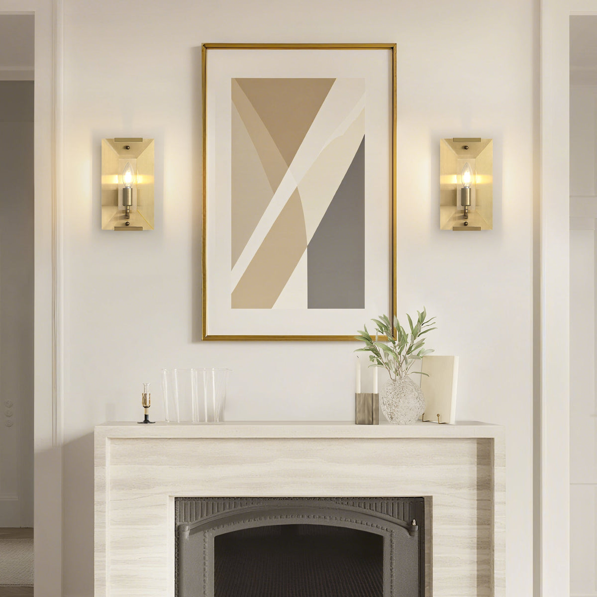 10.2 in. 1-Light Gold Modern Dimmable Wall Sconce with Glass Shade Modern Lighting Fixture for Corridor and Hallway