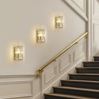10.2 in. 1-Light Gold Modern Dimmable Wall Sconce with Glass Shade Modern Lighting Fixture for Corridor and Hallway