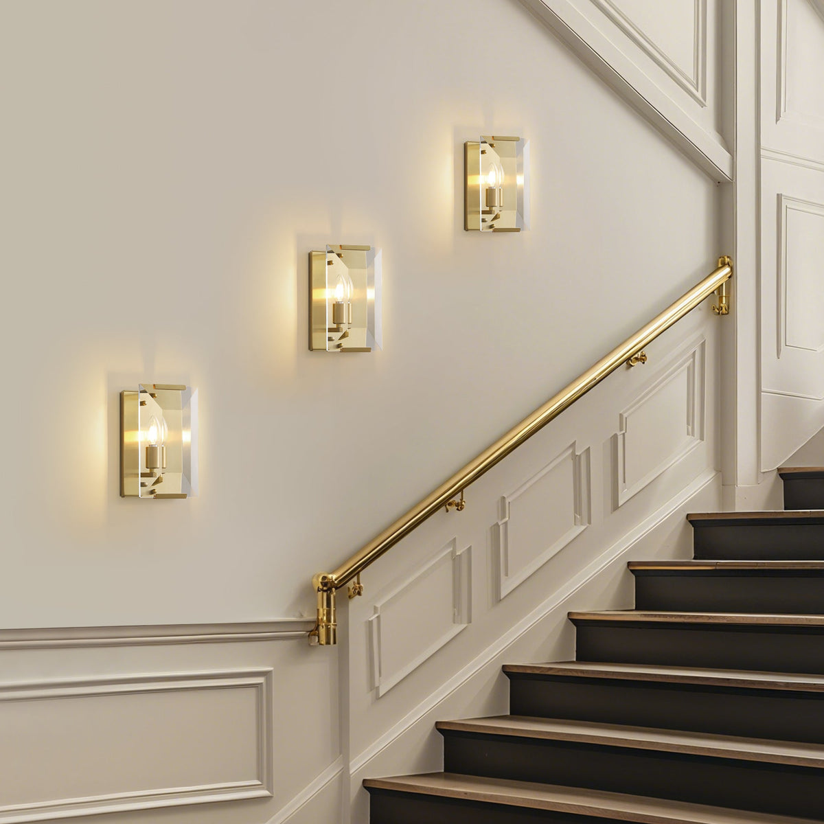 10.2 in. 1-Light Gold Modern Dimmable Wall Sconce with Glass Shade Modern Lighting Fixture for Corridor and Hallway
