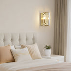 10.2 in. 1-Light Gold Modern Dimmable Wall Sconce with Glass Shade Modern Lighting Fixture for Corridor and Hallway