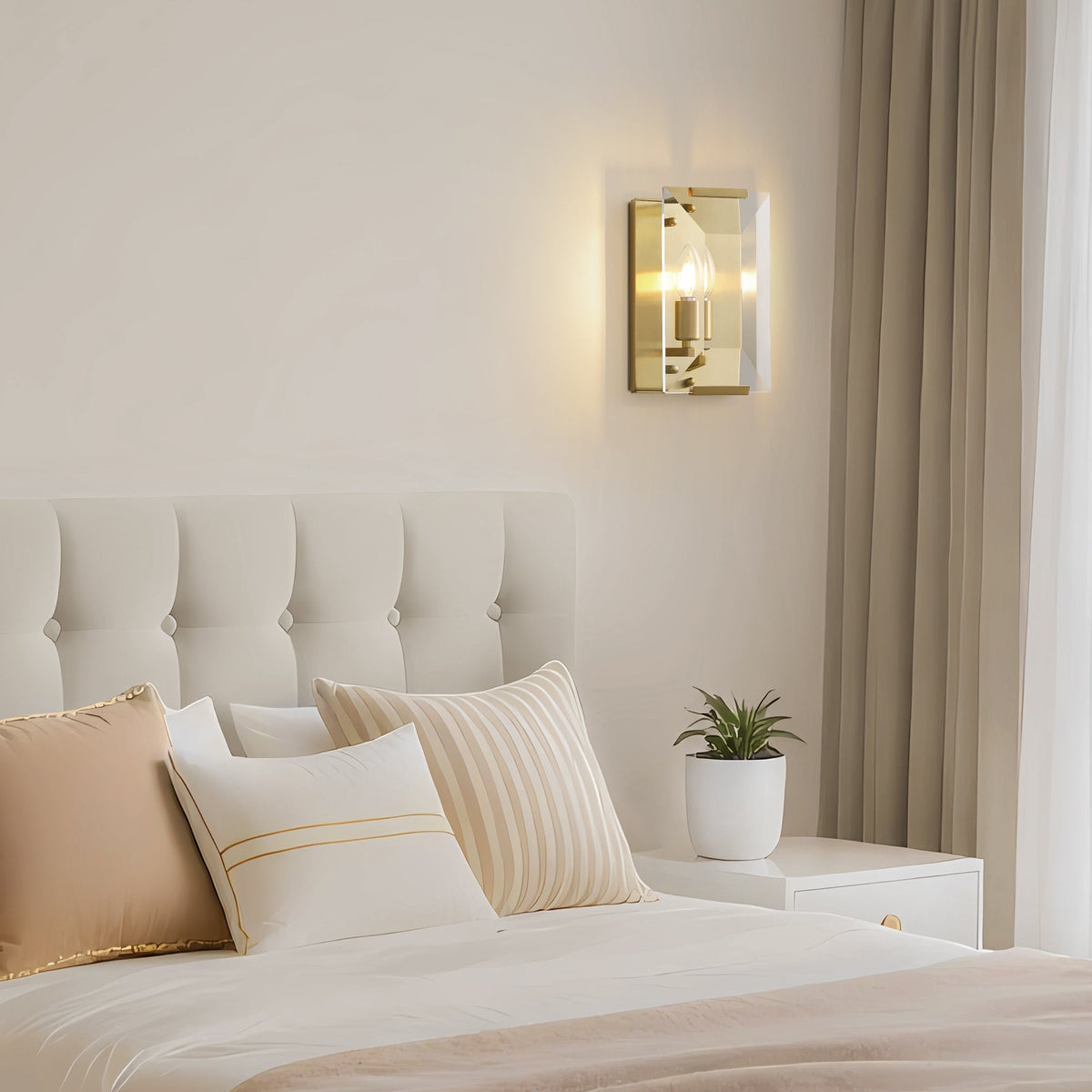 10.2 in. 1-Light Gold Modern Dimmable Wall Sconce with Glass Shade Modern Lighting Fixture for Corridor and Hallway