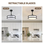 48in Indoor Downrod Mount Modern Black Retractable Dimmable Fandelier Ceiling Fan with Remote