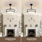 48in Indoor Downrod Mount Modern Black Retractable Dimmable Fandelier Ceiling Fan with Remote