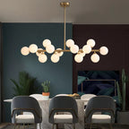 16-Light Modern Dimmable Bubble Glass Sputnik Gold Glass Globe Chandelier for Dining Room and Living Room