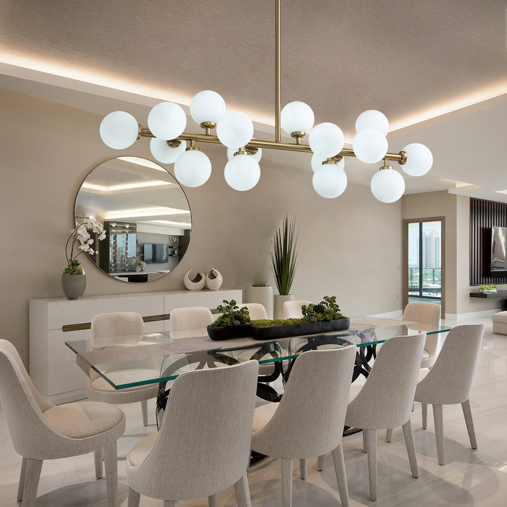 16-Light Modern Dimmable Bubble Glass Sputnik Gold Glass Globe Chandelier for Dining Room and Living Room