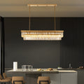 Araña de cristal rectangular dorada moderna de 8 luces con luz para comedor o cocina
