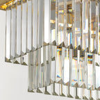 Araña de cristal rectangular dorada moderna de 8 luces con luz para comedor o cocina